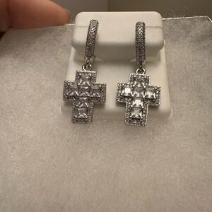 Elegant Silver Cross Earrings